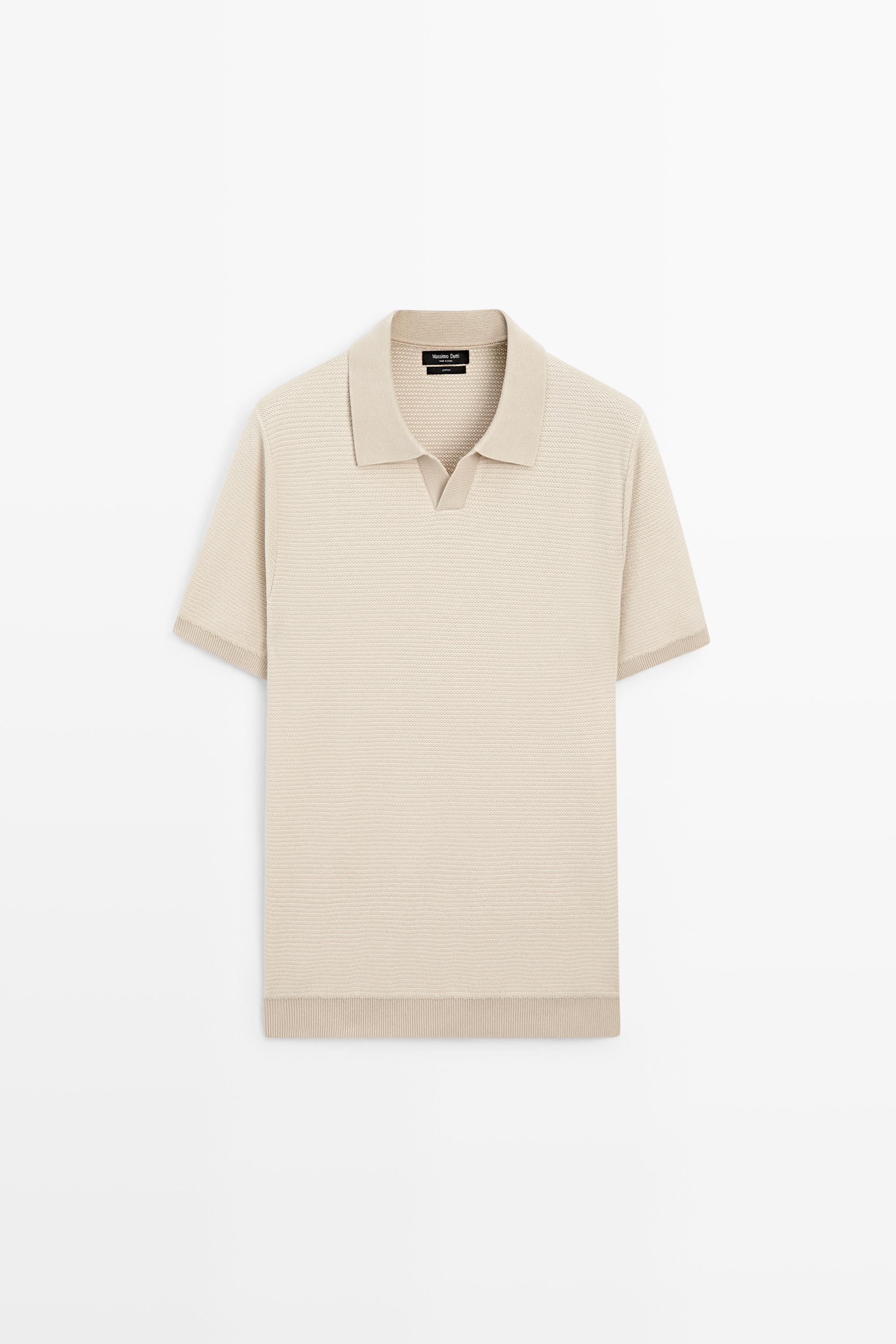 100% cotton contrast knit polo sweater